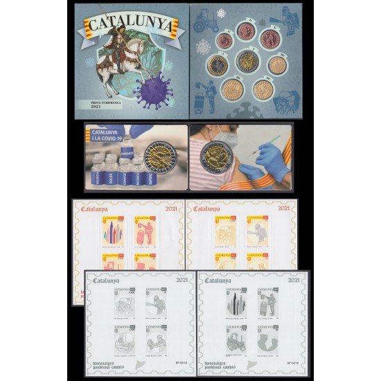 Catalunya Set Completo Pruebas Filatélicas Numismáticas Euros 2021