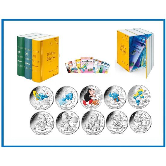 Francia France 2020 Cartera Of Set 10 Coin Card monedas 10 € euros conm Pitufos 