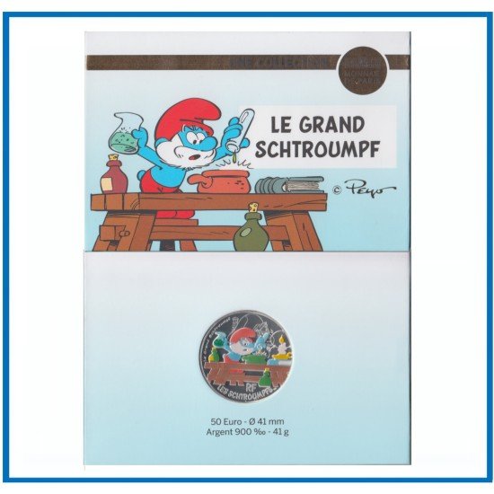 Francia France 2020 Cartera Oficial Coin Card 50 € euros Color Ag Papa Pitufo