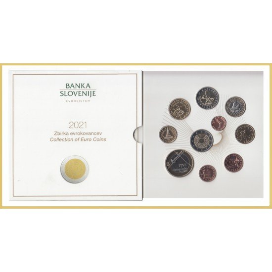 Eslovenia 2021 Cartera Oficial Monedas € euros + 2 € conm. + 3 €