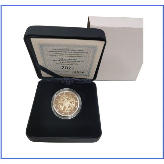 Grecia 2021 Cartera Oficial Estuche Moneda 2 € conm Proof Av Revolución Grecia 2021 Cartera Oficial Estuche Moneda 2 € conm Proof Av Revolución