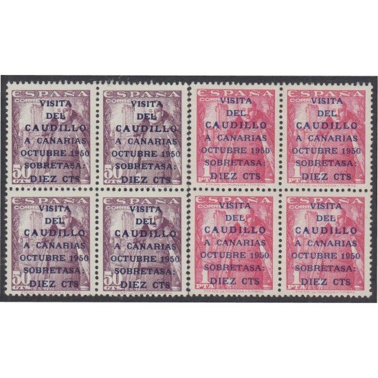 España Spain 1088/89 Bl.4 1951 Visita del Caudillo MNH