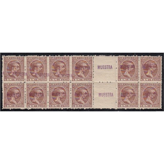 Puerto Rico 122 Bl.12 1897 Alfonso XIII MUESTRA MNH Puerto Rico 122 Bl.12 1897 Alfonso XIII MUESTRA MNH