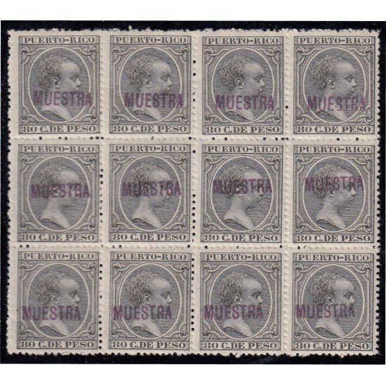 Puerto Rico 129 Bl.12 1897 Alfonso XIII Muestra MNH Puerto Rico 129 Bl.12 1897 Alfonso XIII Muestra MNH