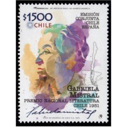 España Spain Emisión conjunta 2021 Chile - España Gabriela Mistral MNH