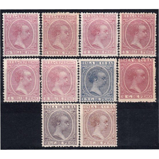 Cuba 130/39 1894 Alfonso XIII MH y MNH Cuba 130/39 1894 Alfonso XIII MH y MNH