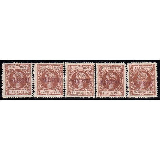 Cuba 159/63 1898 Alfonso Muestras en violeta XIII MH Cuba 159/63 1898 Alfonso Muestras en violeta XIII MH