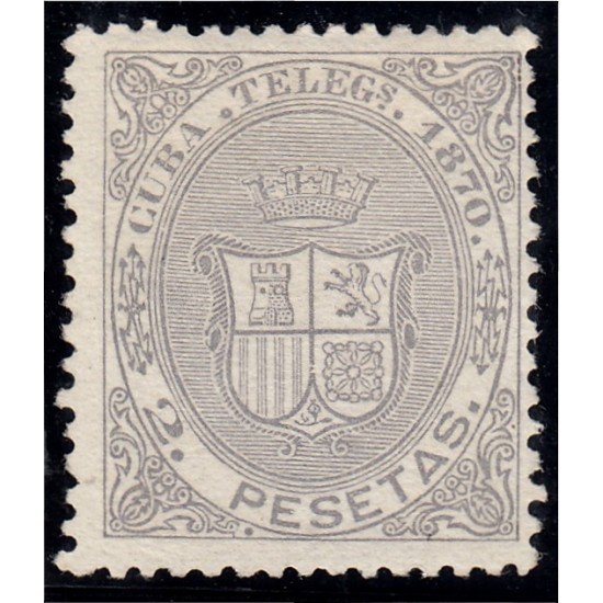 Cuba 10 Telégrafos 1870 Escudo de España MH Cuba 10 Telégrafos 1870 Escudo de España MH