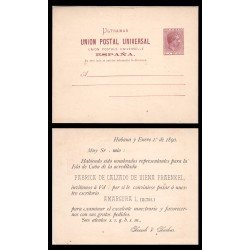 Cuba Entero Postal 11ipb 1882 Alfonso XII Sobreimpresión privada