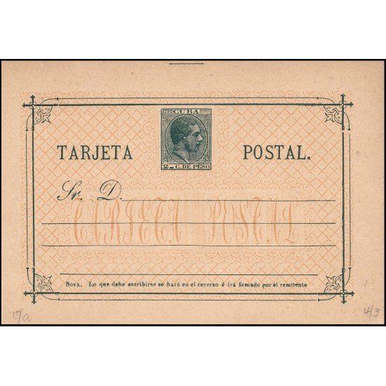 Cuba Entero Postal 16A TII 1882 Alfonso XII Cuba Entero Postal 16A TII 1882 Alfonso XII