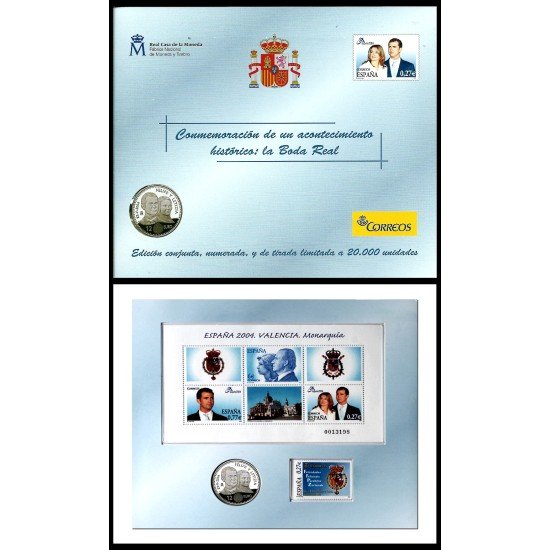 España Spain 2004  Cartera Oficial Boda Real Felipe de Borbón y Letizia Ortiz FNMT