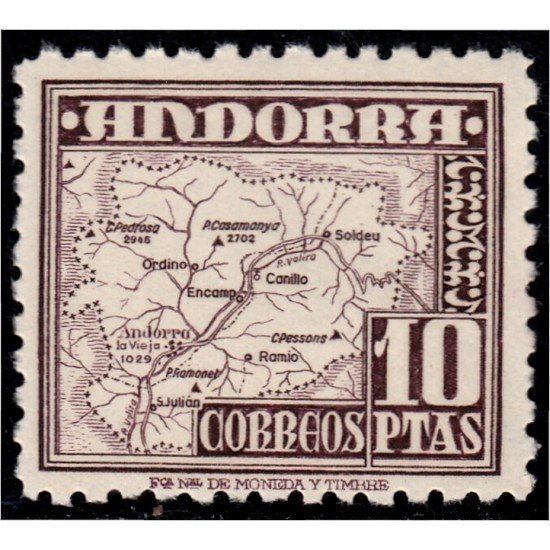 Andorra Española 57 1948-53 Mapa MNH Andorra Española 57 1948-53 Mapa MNH