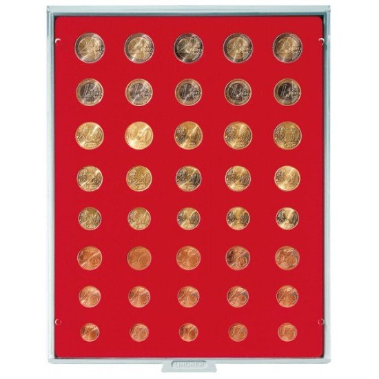 Lindner 2555 Bandeja para monedas por 5 series actual monedas € Lindner 2555 Bandeja para monedas por 5 series actual monedas €