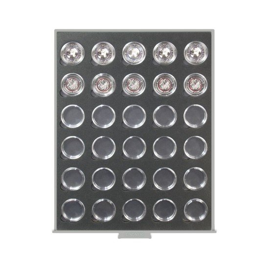 Lindner S2533-2K Bandejas para monedas Black Samt para monedas de colección alem