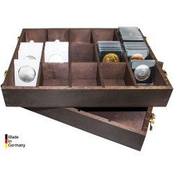 Lindner 2245 Caja de madera para monederos 50x50 mm cápsulas para monedas CARRÉE Lindner 2245 Caja de madera para monederos 50x50 mm cápsulas para monedas CARRÉE