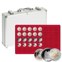 Lindner S2340-200 Maletín de aluminio con 5 bandejas de monedas rojas para 200 monedas o cápsulas de monedas de hasta 34 mm Ø Lindner S2340-200 Maletín de aluminio con 5 bandejas de monedas rojas para 200 monedas o cápsulas de monedas de hasta 34 mm Ø
