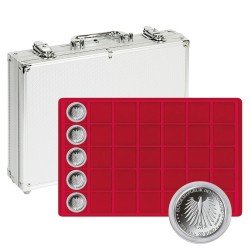Lindner S2340-175 Maletín de aluminio con 5 bandejas con 35 compartimentos para monedas/cápsulas hasta 39 mm Ø Lindner S2340-175 Maletín de aluminio con 5 bandejas con 35 compartimentos para monedas/cápsulas hasta 39 mm Ø