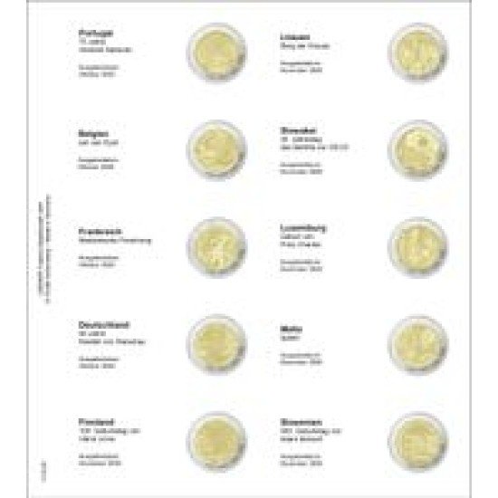Lindner 1118-30 Hojas individuales para monedas conmemorativas de 2 Euros Lindner 1118-30 Hojas individuales para monedas conmemorativas de 2 Euros