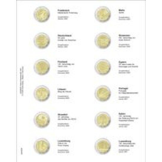Lindner MU2E26 Hojas individuales pre-impresas para monedas de 2 Euros Lindner MU2E26 Hojas individuales pre-impresas para monedas de 2 Euros