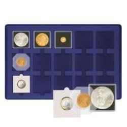 Lindner 2329M-15 Bandeja para 15 porta monedas 50 x 50 mm Ø azul oscuro