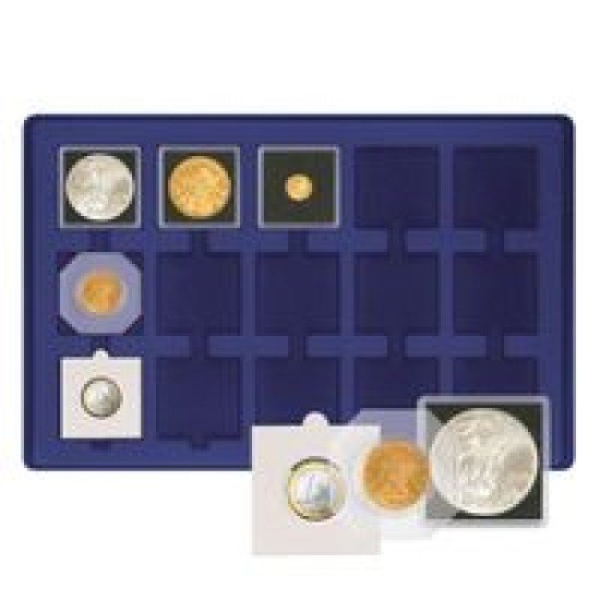 Lindner 2329M-15 Bandeja para 15 porta monedas 50 x 50 mm Ø azul oscuro Lindner 2329M-15 Bandeja para 15 porta monedas 50 x 50 mm Ø azul oscuro