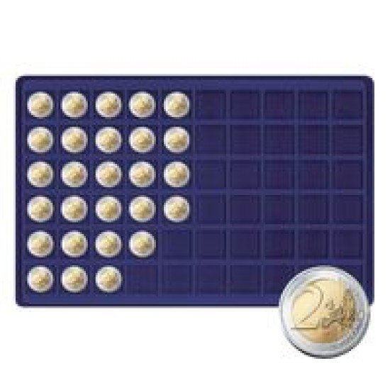 Lindner 2329M-60 Bandeja para 60 monedas hasta 27 mm Ø azul oscuro Lindner 2329M-60 Bandeja para 60 monedas hasta 27 mm Ø azul oscuro