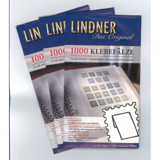 Lindner 7041 Bisagras de sello predobladas - 50 paquetes de 1000 Lindner 7041 Bisagras de sello predobladas - 50 paquetes de 1000