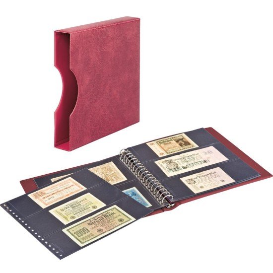 Lindner 2815-814-W Álbum de billetes rojo vino