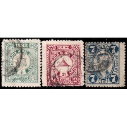 Uruguay 46/48 1881/82 Escudo Joaquín Suarez usados Uruguay 46/48 1881/82 Escudo Joaquín Suarez usados