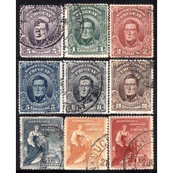 Uruguay 186/94 1910 General José Artigas símbolo de progreso usados Uruguay 186/94 1910 General José Artigas símbolo de progreso usados