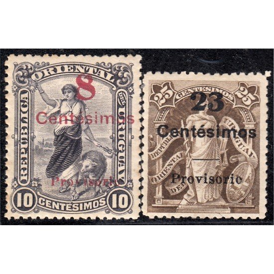 Uruguay 179/80 1909 Alegoría Pastora MH