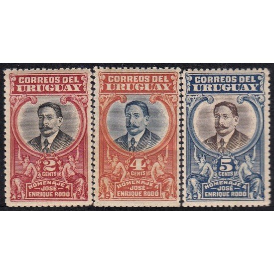 Uruguay 232/34 1920 Homenaje a José Enrique Rodo MH