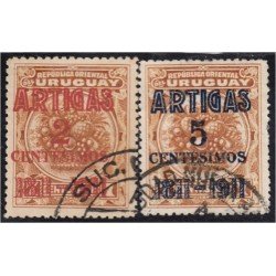 Uruguay 196/97 1911 Centenario de la Batalla de Las Piedras usado