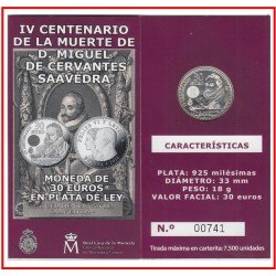 España Spain 2016 Cartera Oficial Moneda 30 euros € Miguel de Cervantes España Spain 2016 Cartera Oficial Moneda 30 euros € Miguel de Cervantes