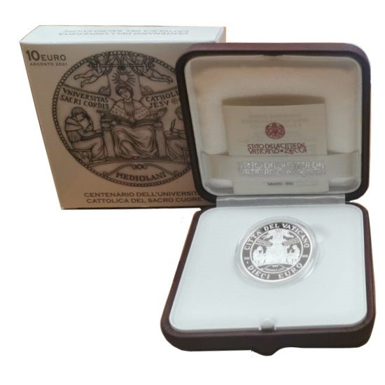 Vaticano 2021 Estuche Oficial Moneda 10 € euros Univ. Sagrado Corazón Proof Vaticano 2021 Estuche Oficial Moneda 10 € euros Univ. Sagrado Corazón Proof