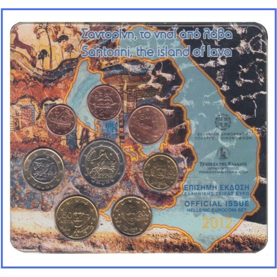 Grecia 2012 Cartera Oficial Monedas € euro Bilster Santorini Grecia 2012 Cartera Oficial Monedas € euro Bilster Santorini
