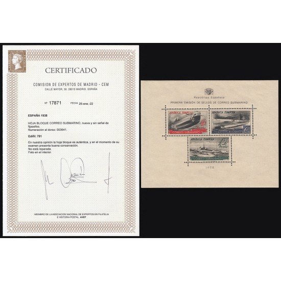 España Spain 781 1938 Correo Submarino MNH España Spain 781 1938 Correo Submarino MNH