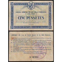 Andorra Billete 5 pesetas 1936 