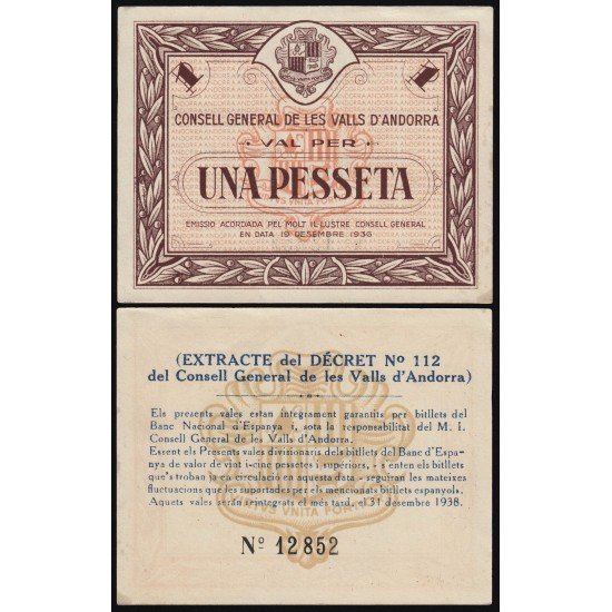 Andorra Billete 1 peseta 1936 