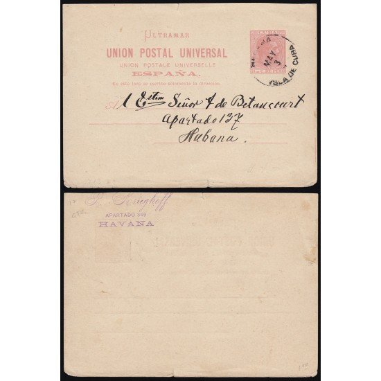 Cuba Entero Postal 12 1882 Alfonso XII 