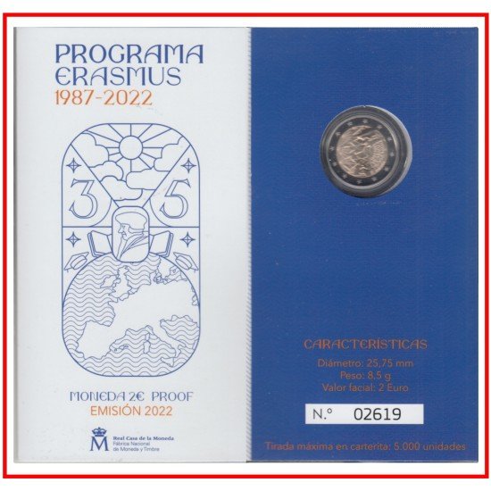 España Spain 2022 Cartera 2€ euros Proof Erasmus 