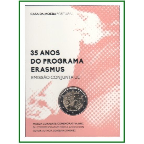 Portugal 2022 Cartera Of Coin Card Moneda 2 € Programa Erasmus 
