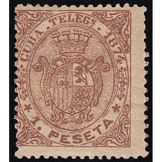 Cuba Telégrafos 28 1874 Escudo de España MH Cuba Telégrafos 28 1874 Escudo de España MH