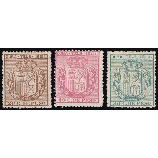 Cuba Telégrafos 52/54 1881 Escudo de España MH 
