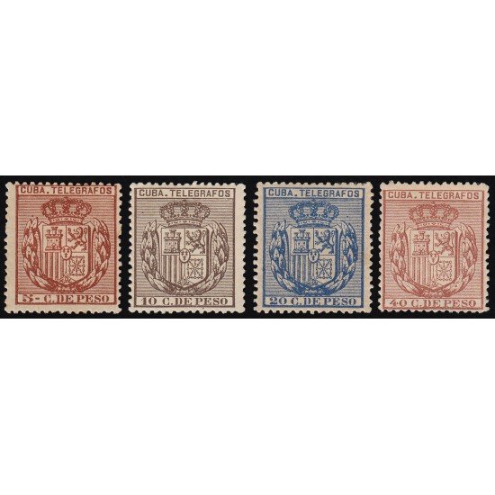 Cuba Telégrafos 77/80 1894 Escudo de España MH Cuba Telégrafos 77/80 1894 Escudo de España MH