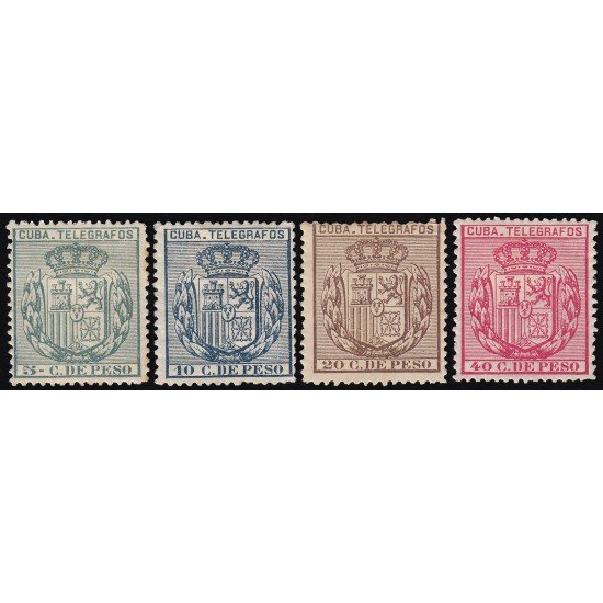 Cuba Telégrafos 81/84 1896 Escudo de España MH 