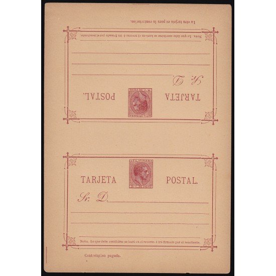 Filipinas Philippines Entero Postal 5 1889 AlfonsoXII 