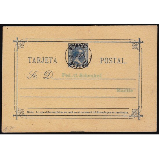 Filipinas Philippines Entero Postal 10 1896 AlfonsoXIII Filipinas Philippines Entero Postal 10 1896 AlfonsoXIII