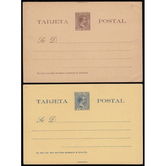 Cuba Entero Postal 29/30 1894-1896 Alfonso XIII