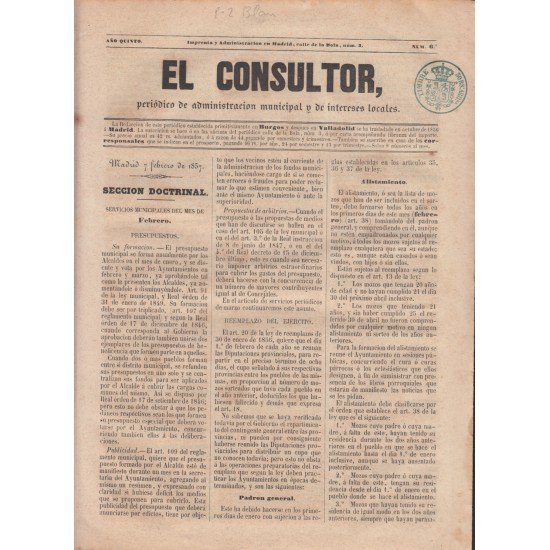 España Spain Timbres de Periódicos P.2 1857  Timbre Azul El Consultor